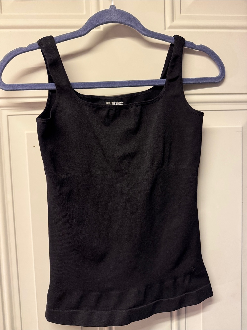 St. John Black Square-Neck Tank with Wide Straps